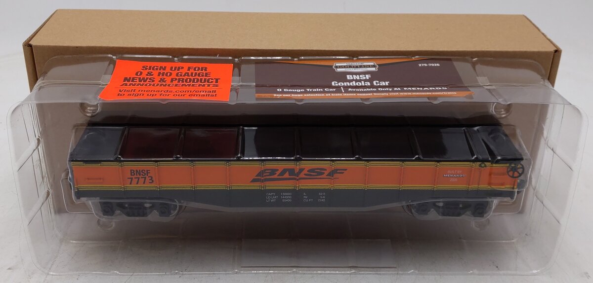 Menards 279-7026 O Gauge BNSF Gondola Car #7773 MT/Box