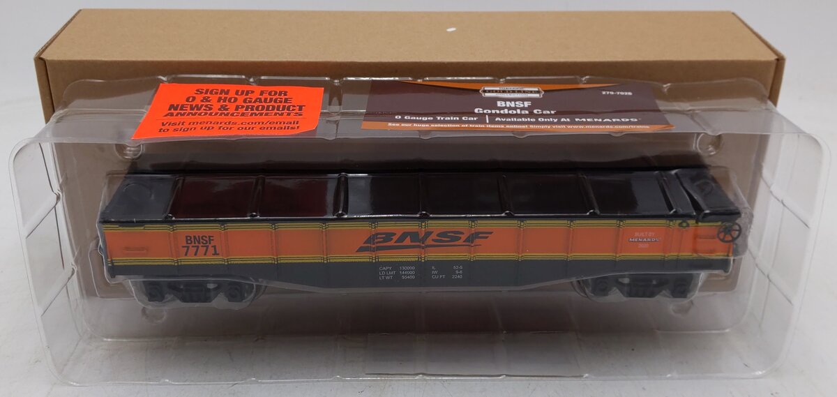 Menards 279-7026 O Gauge BNSF Gondola Car #7771 MT/Box