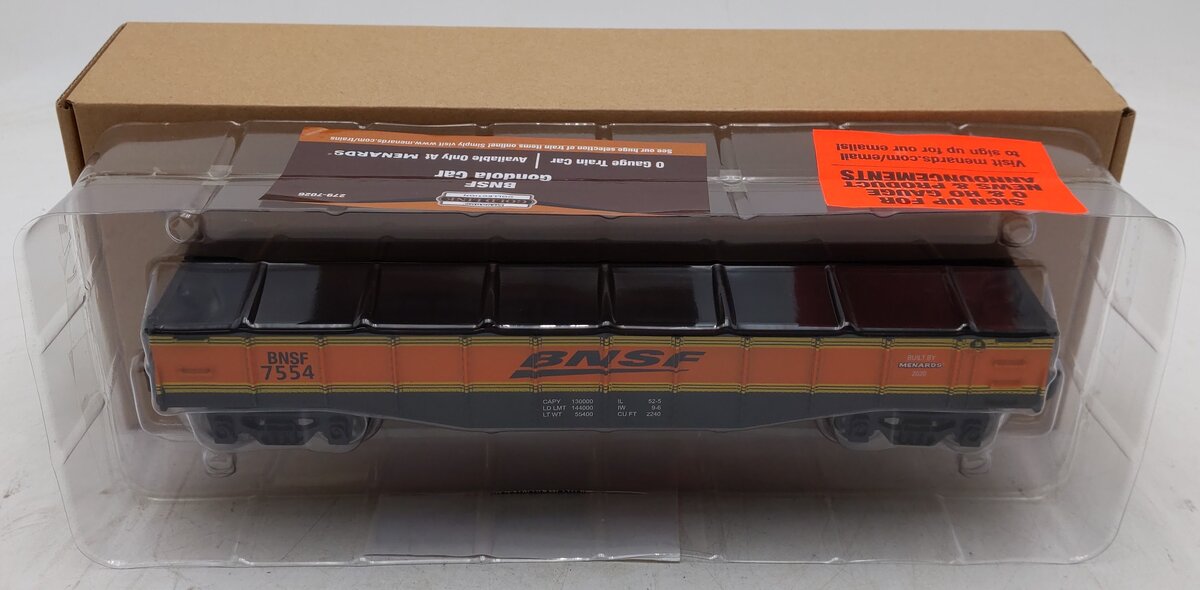 Menards 279-7026 O Gauge BNSF Gondola Car #7554 MT/Box