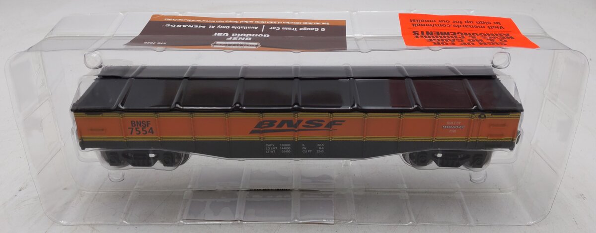 Menards 279-7026 O Gauge BNSF Gondola Car #7554 MT/Box