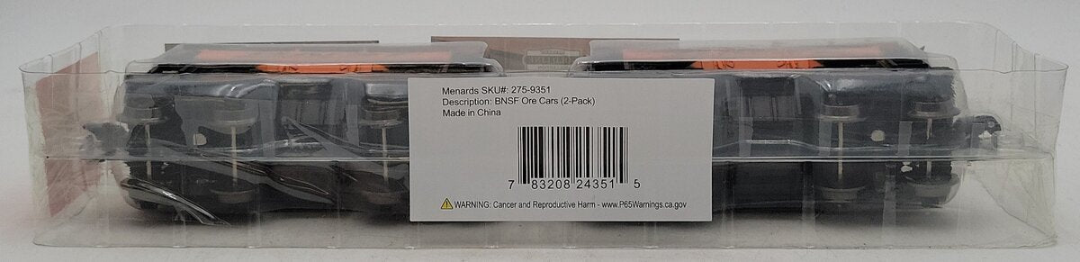 Menards 275-9351 O Gauge BNSF Ore Cars (2 Pack) #4572 and 44571 MT/Box
