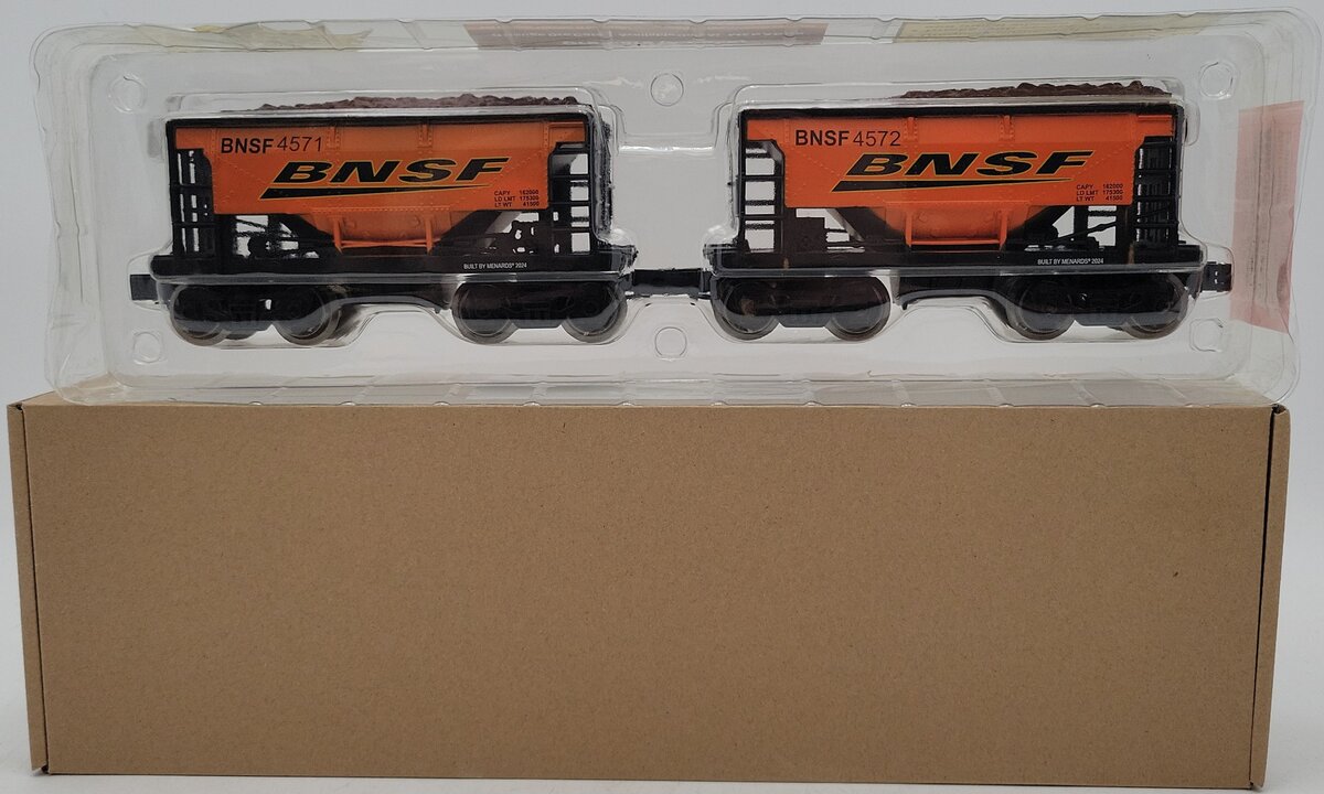 Menards 275-9351 O Gauge BNSF Ore Cars (2 Pack) #4572 and 44571 MT/Box