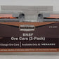 Menards 275-9351 O Gauge BNSF Ore Cars (2 Pack) #4572 and 44571 MT/Box