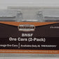 Menards 275-9155 O Gauge BNSF Ore Cars (2 Pack) #2574 and #2573 MT/Box
