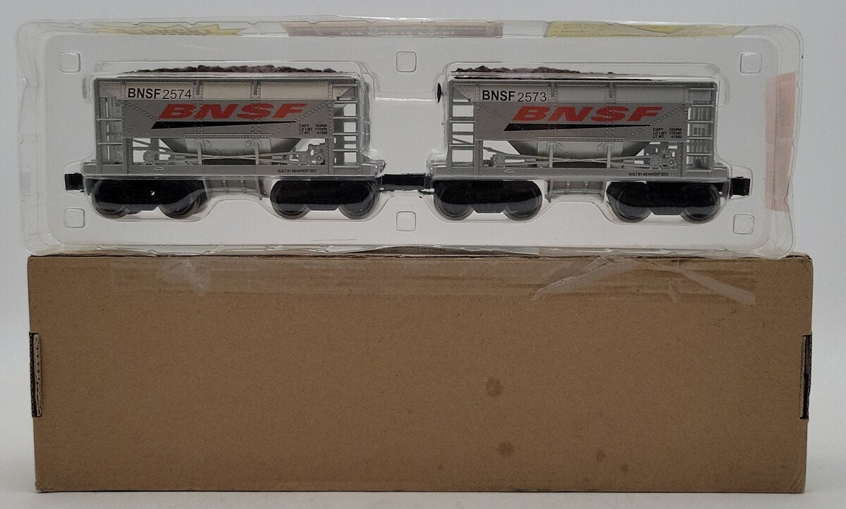 Menards 275-9155 O Gauge BNSF Ore Cars (2 Pack) #2574 and #2573 MT/Box