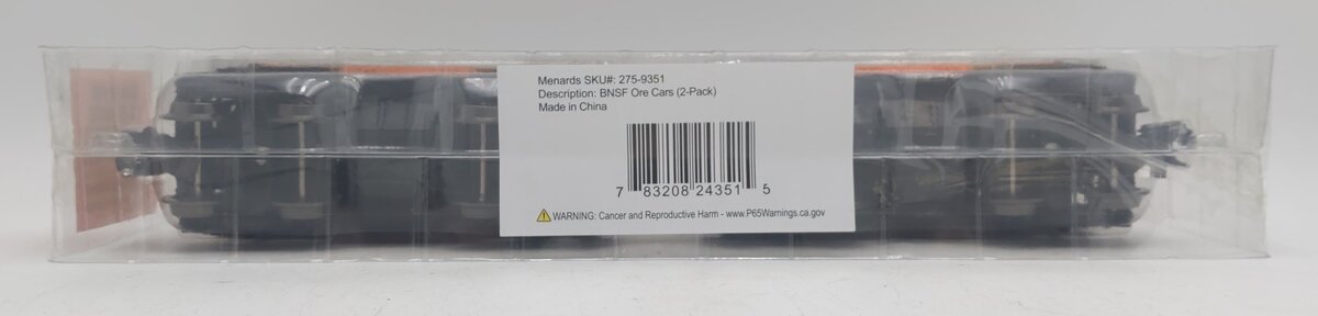 Menards 275-9351 O Gauge BNSF Ore Cars (2 Pack) #4522 and 4521 MT/Box