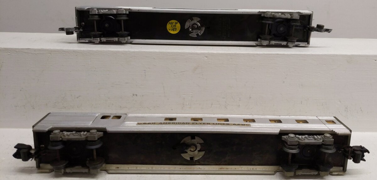 American Flyer 661 & 660  Vintage S Gauge Aluminum Pullman Passenger Cars [2] EX