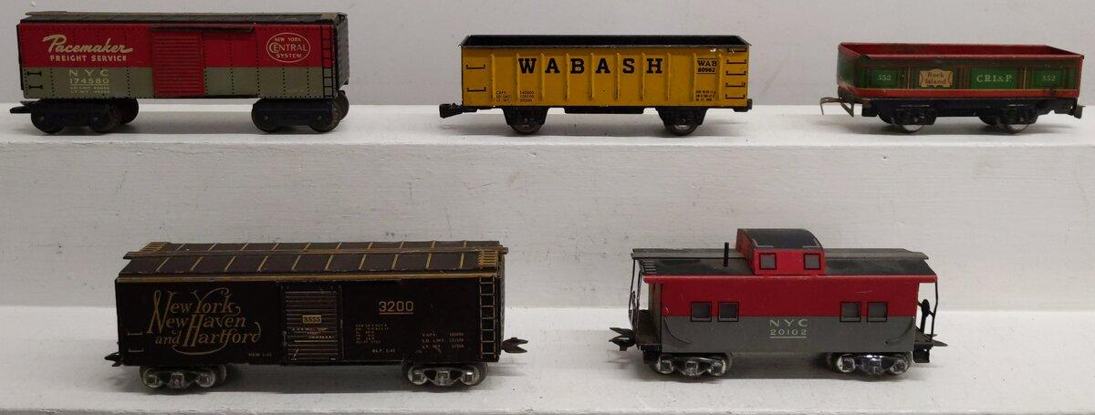 Marx & Other Assorted O Gauge Tin Plat  Freight Cars [5] EX