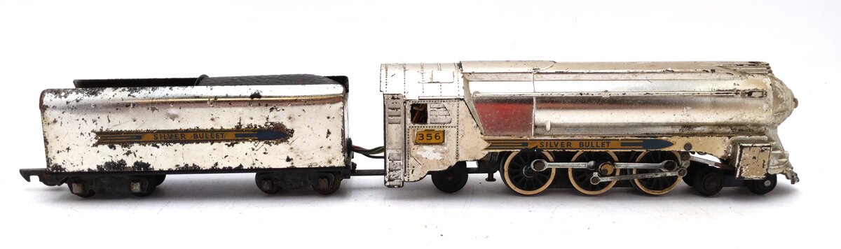 American Flyer 356 Vintage S Silver Bullet 4-6-2 Steam Loco & Tender-Chrome VG