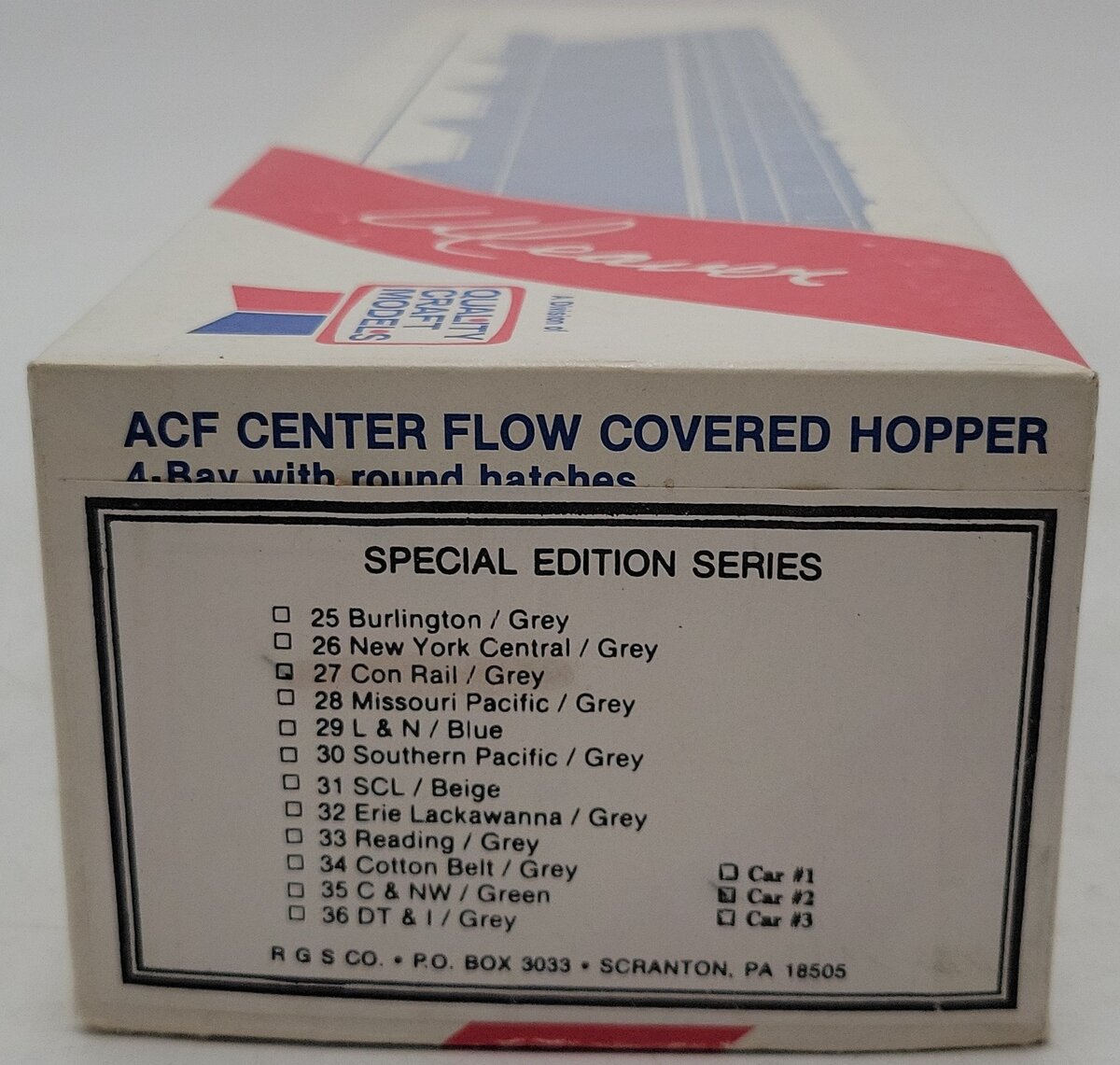 Weaver O Gauge Conrail 4 Bay ACF Covered Hopper (Car #2) #890954 LN/Box