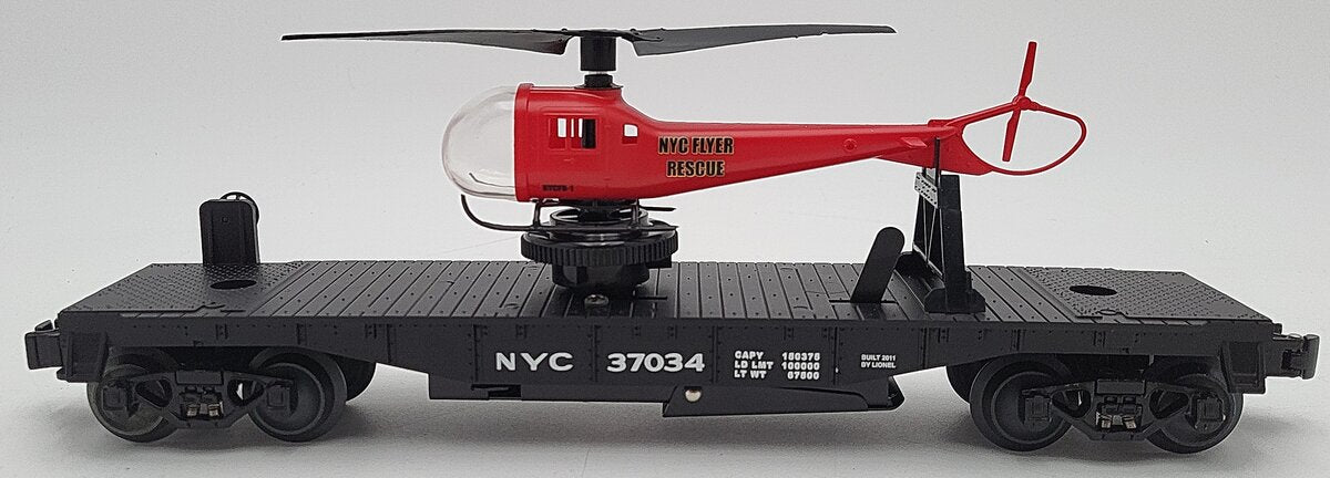 Lionel O Gauge New York Central Flat Car With Rescue Helicopter #37034 LN