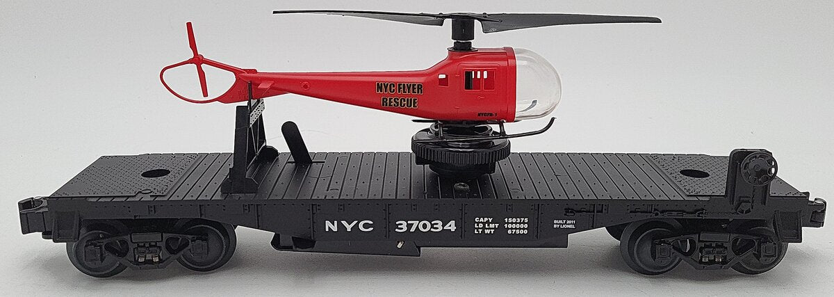 Lionel O Gauge New York Central Flat Car With Rescue Helicopter #37034 LN