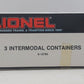 Lionel 6-12784 O Gauge Intermodal SCL/L&N Containers 3-Pack EX/Box