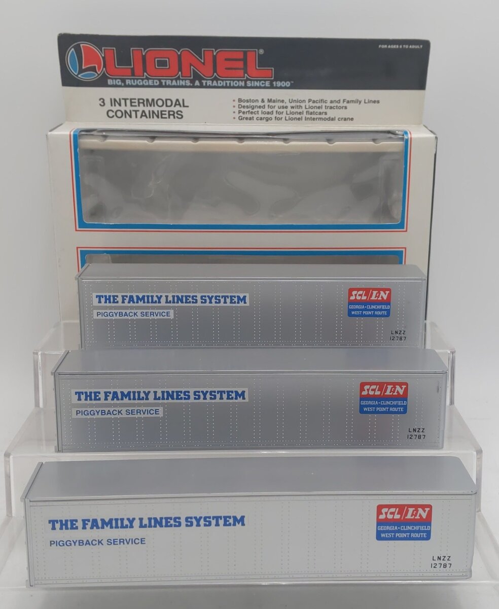 Lionel 6-12784 O Gauge Intermodal SCL/L&N Containers 3-Pack EX/Box