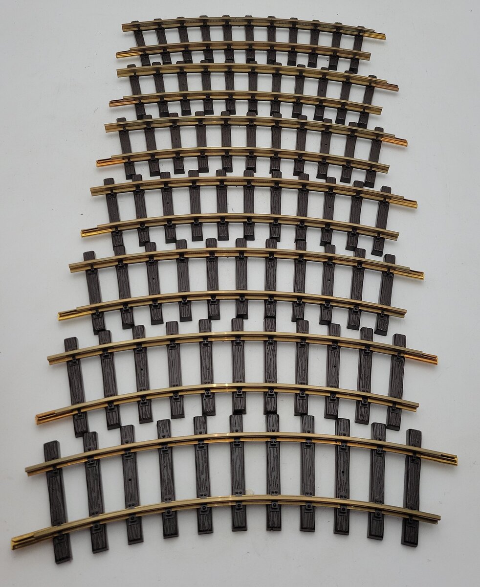LGB 1100 G Scale Brass R 600 Curved Track Sections (7) LN/Box