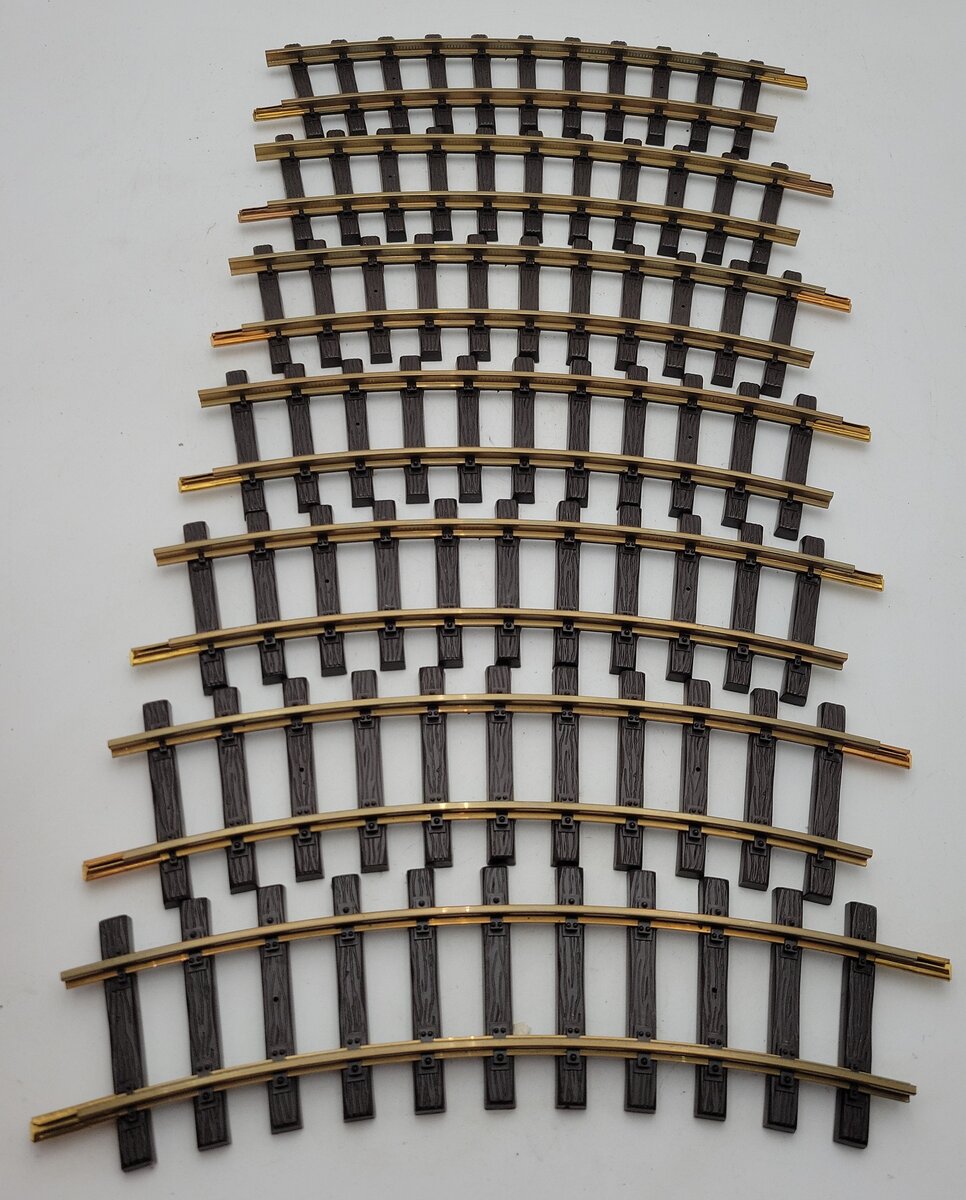 LGB 1100 G Scale Brass R 600 Curved Track Sections (7) LN/Box