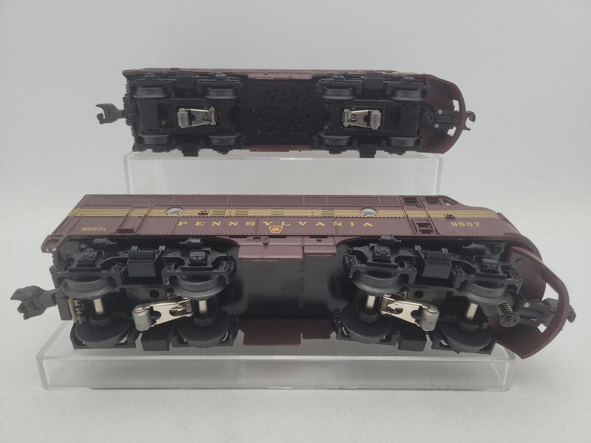 MTH 30-2130-0 O Gauge Pennsylvania F3 AA Diesel Engine Set with Horn #9505/9507 VG
