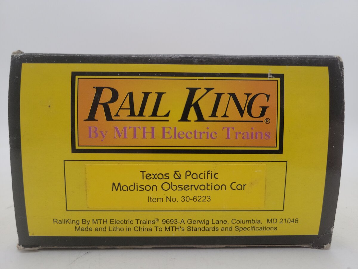 MTH 30-6223 O Gauge Texas & Pacific Madison Observation Car #1302 EX/Box