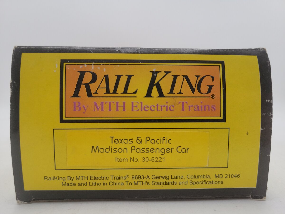 MTH 30-6221 O Gauge Texas & Pacific Madison Passenger Car #1314 EX/Box