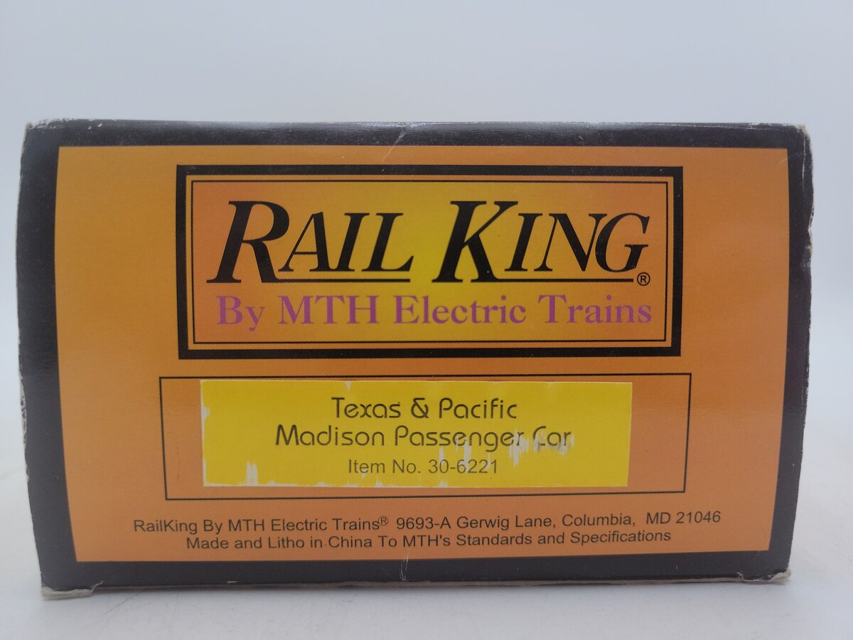 MTH 30-6221 O Gauge Texas & Pacific Madison Passenger Car #1314 EX/Box