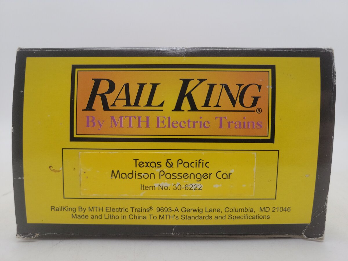 MTH 30-6222 O Gauge Texas & Pacific Madison Passenger Car #1307 EX/Box