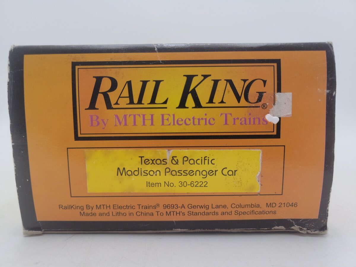 MTH 30-6222 O Gauge Texas & Pacific Madison Passenger Car #1307 EX/Box