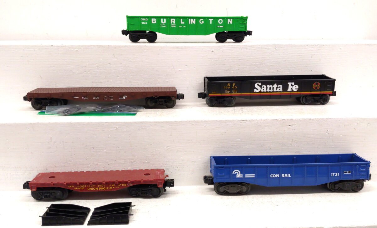 Lionel & Other O Gauge Assorted Freight Cars: 6-9140, 6-17501, 6-26460, 9020 [5] VG