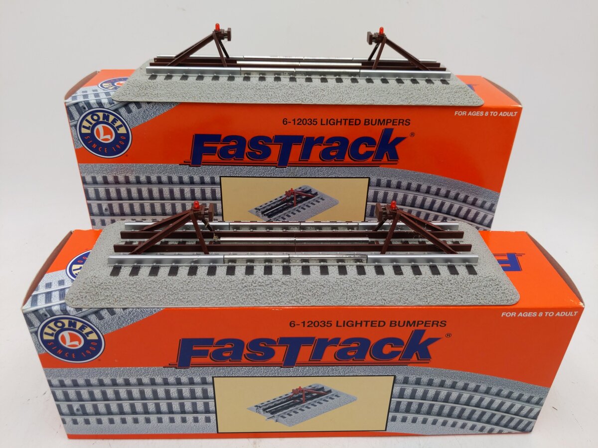 Lionel 6-12035 O FasTrack Lighted Bumpers [2] EX/Box