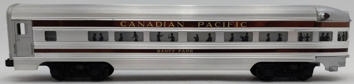 Lionel 2551 Vintage O Canadian Pacific Banff Park Aluminum Observation Car VG