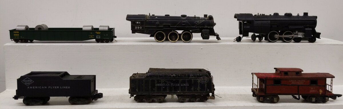 American Flyer & other Assorted S scale Locomotives & Freight Cars [6] VG