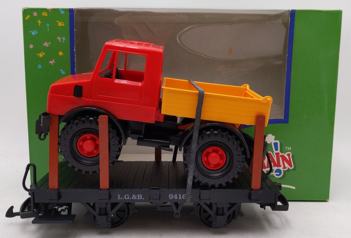 LGB 94169 G Scale Flatcar with Truck Load EX/Box