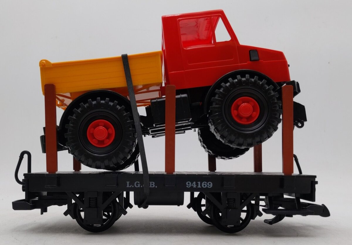LGB 94169 G Scale Flatcar with Truck Load EX/Box