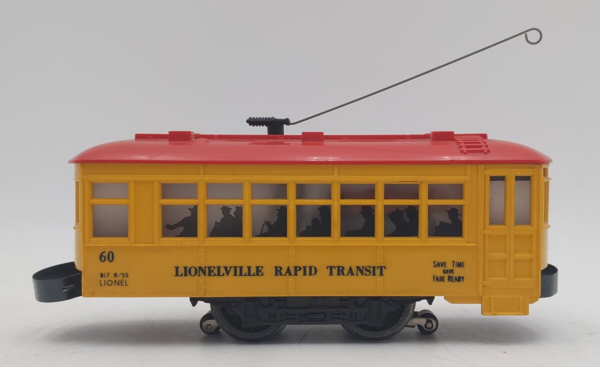 Lionel 60 Vintage O Gauge Postwar Lionelville Trolley with Black Lettering EX