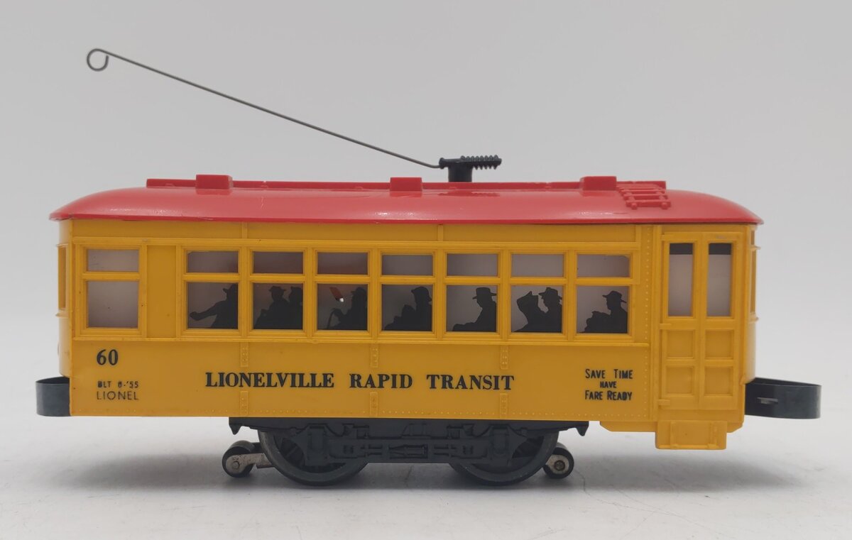 Lionel 60 Vintage O Gauge Postwar Lionelville Trolley with Black Lettering EX