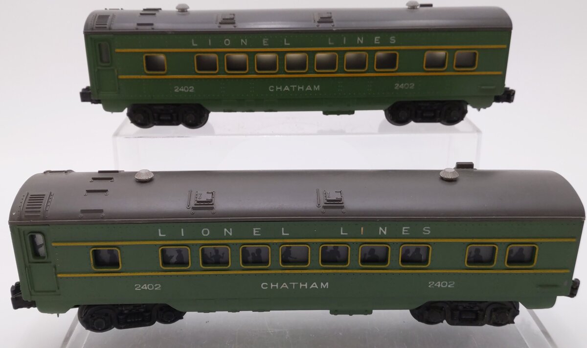 Lionel 2402 Vintage O Postwar Lionel Lines Green/Gray Chatham Pullman Cars [2] VG
