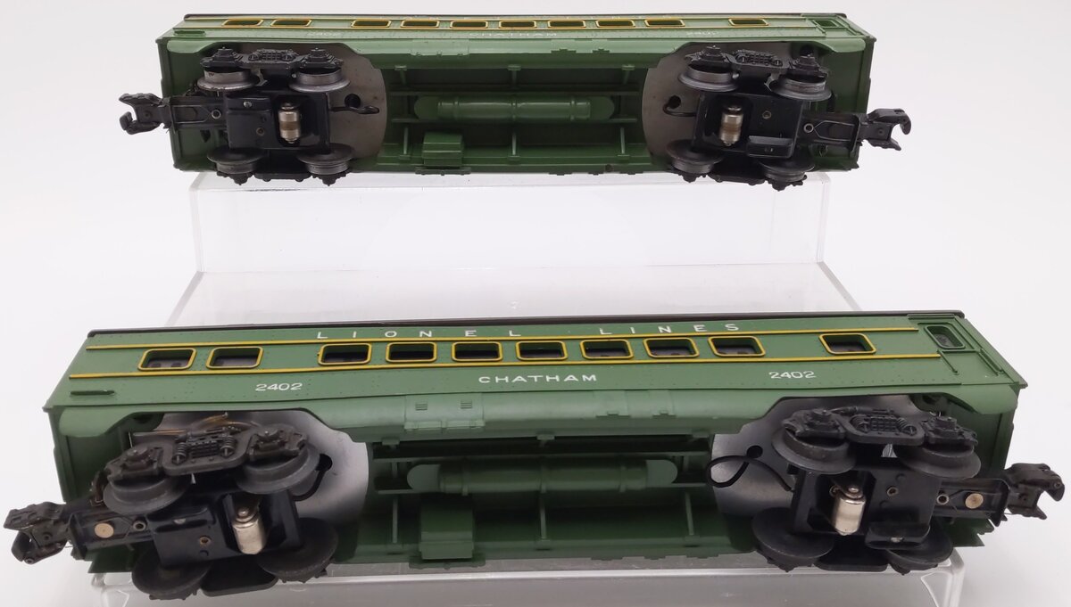 Lionel 2402 Vintage O Postwar Lionel Lines Green/Gray Chatham Pullman Cars [2] VG