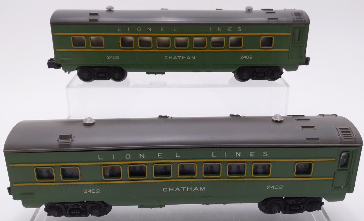 Lionel 2402 Vintage O Postwar Lionel Lines Green/Gray Chatham Pullman Cars [2] VG