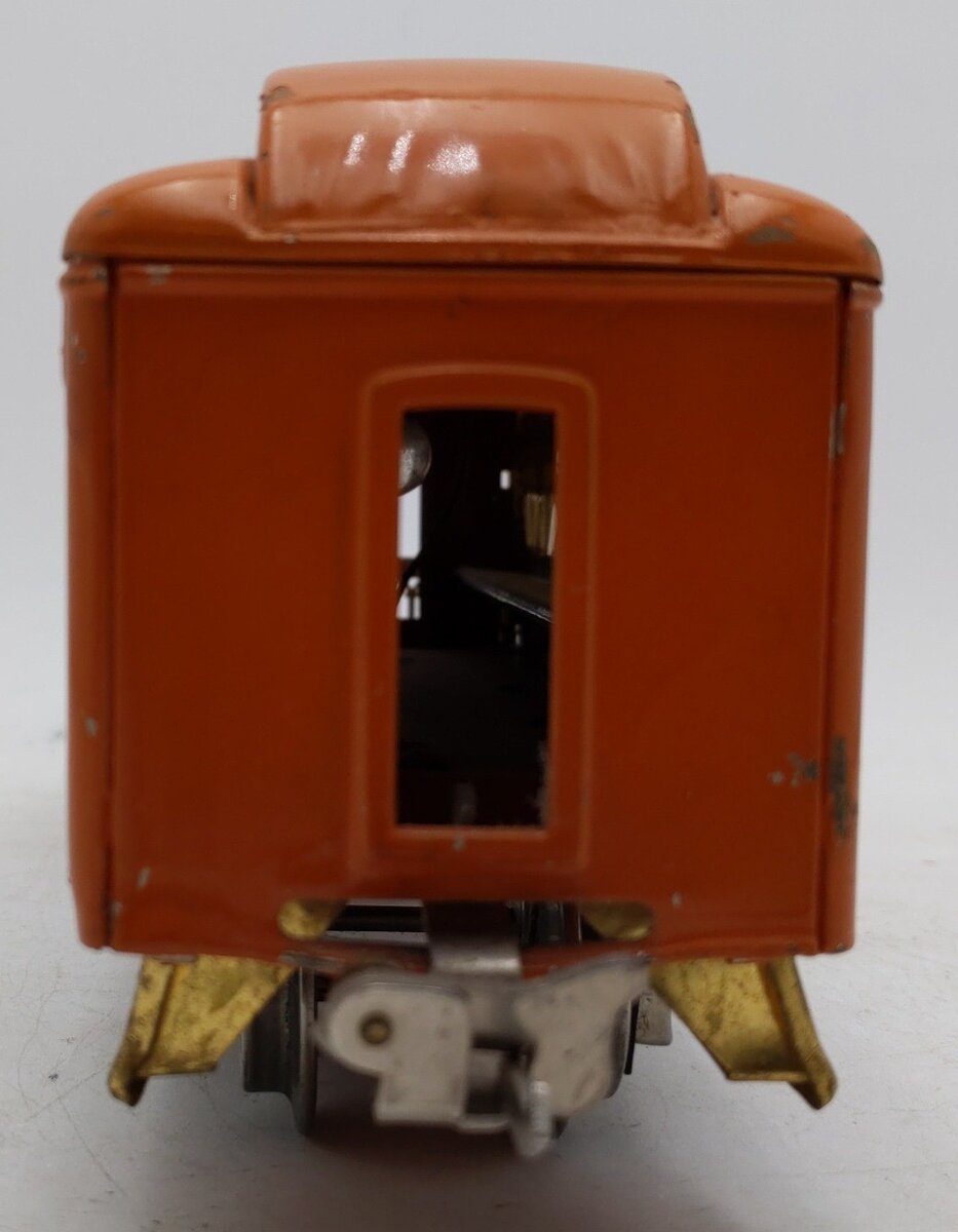 Lionel 712 Vintage O Prewar Orange Tinplate Observation Car VG