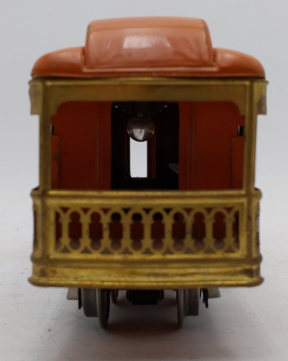 Lionel 712 Vintage O Prewar Orange Tinplate Observation Car VG