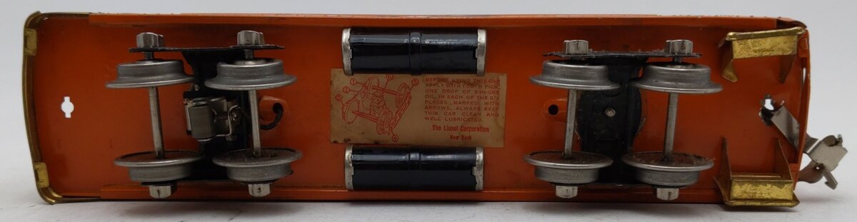 Lionel 712 Vintage O Prewar Orange Tinplate Observation Car VG