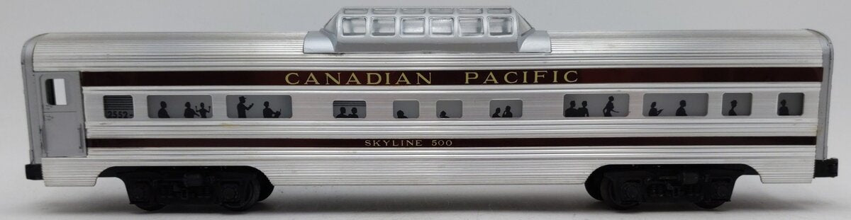 Lionel 2552 Vintage O Canadian Pacific Skyline 500 Aluminum Vista Dome Car VG