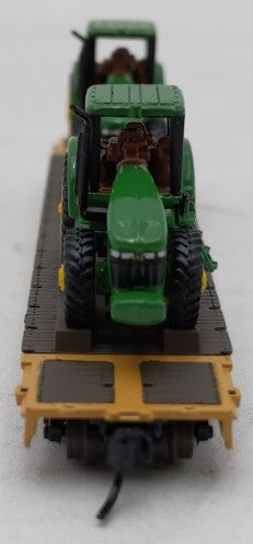 Athearn 10446 N Scale John Deere 53' Flatcar #90599 with 2 John Deere Tractors LN/Box