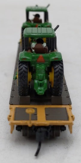 Athearn 10446 N Scale John Deere 53' Flatcar #90599 with 2 John Deere Tractors LN/Box