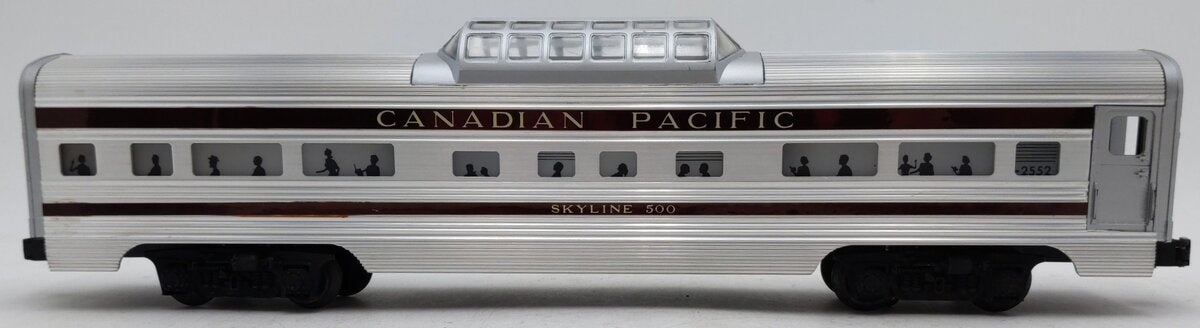 Lionel 2552 Vintage O Canadian Pacific Skyline 500 Aluminum Vista Dome Car VG