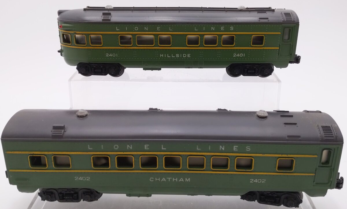 Lionel Vintage O Lionel Lines Observation & Pullman Cars 2401, 2402 [2] VG