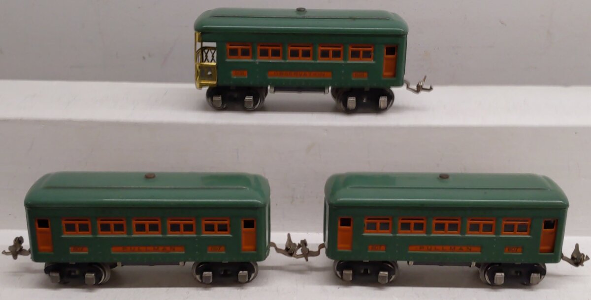 Lionel 607/608 Vintage O Lionel Lines Tinplate Pullman & Observation Car [3] VG