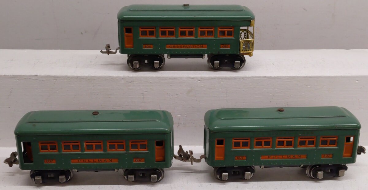 Lionel 607/608 Vintage O Lionel Lines Tinplate Pullman & Observation Car [3] VG