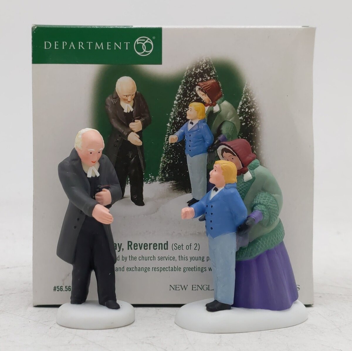 Dept 56 56.56697 New England Village “Good Day Reverend” Ceramic Figures EX/Box