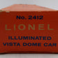Lionel 2412 Vintage O Santa Fe Illuminated Blue Stripe Vista Dome Car EX/Box