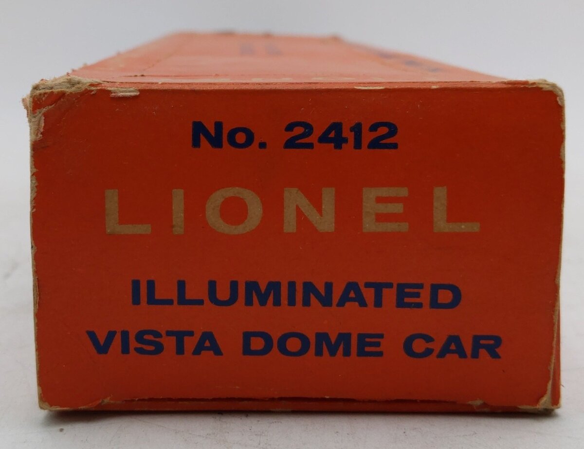 Lionel 2412 Vintage O Santa Fe Illuminated Blue Stripe Vista Dome Car EX/Box